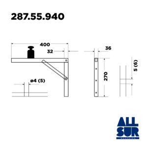 Mensula Ac.galv.abatible 150kg 400x270x30mm - Unidad (1)
