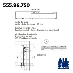 Lateral Simple Pared 150mm X 500mm Blanco (2)
