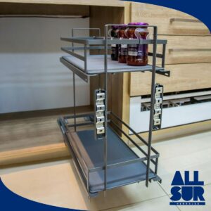 Canasto Frontal 2 Niveles Cierre Suave 400mm Bandeja Antidesliza (2)