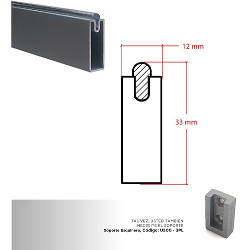 Caño Para Placard Rectangular Plata – 1mts + Soportes Rect (1) Caño Para Placard Rectangular Plata - 1mts + Soportes Rect (1)