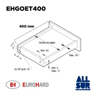 Guia Oculta 30kg Eh C/cierr Suav Ext. Total 400mm Galv. (1)