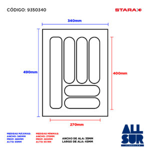 Cubiertero Mod.40 - 340 X 490 X 55mm - Blanco (1)