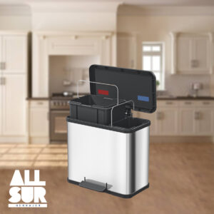 Cesto Basura A Pedal Inox 9+17lts Hailo - Cierre Suave (1)