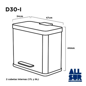 Cesto Basura A Pedal Inox 9+17lts Hailo - Cierre Suave (2)