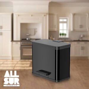 Cesto Basura A Pedal Negro 9+17lts Hailo - Cierre Suave (1)