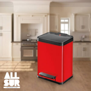 Cesto Basura A Pedal Rojo 17lts Hailo - Cierre Suave (1)