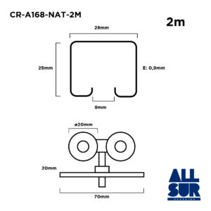 Combo Roma A168 4 Ruedas D Acero H Nat 2mts (1)