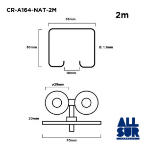 Combo Roma A164 Bis 4 Ruedas D Acero H Nat 2mts (1)