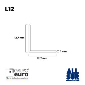 Angulo Aluminio 12,7x12,7x1mm X 1 Metro (2)