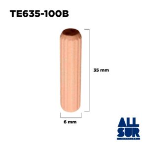 Tarugo De Madera 6 X 35mm En Bolsa - 100 Un (1)