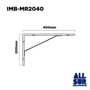 Mensula Reforzada 200 X 400mm - Negro (esp: 5mm / Ancho 22mm) (2)