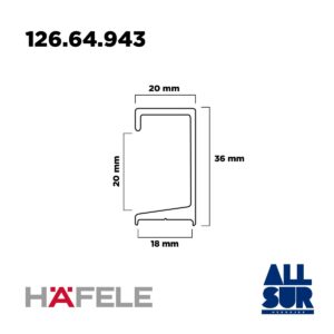 Perfil Tirador "c" P/peg Alu Anod Plata 3mts/36x20mm (126. (1)