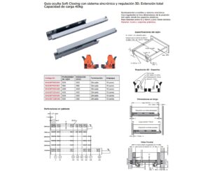 Guia Oculta 30kg Eh C/cierr Suav Ext. Total 350mm Galv. (1)