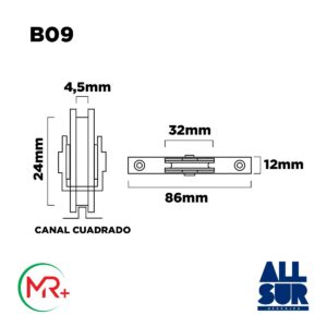 Rueda Puerta Ventana Canal Cuadrado Nylon 32mm X 86mmn (1)
