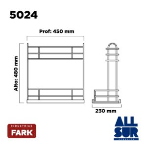 Canasto Extraible 2 Niveles 230x480x450 Cromo (1)