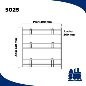 Canasto Extraible 3 Niveles 260x530x490 Cromo (1)
