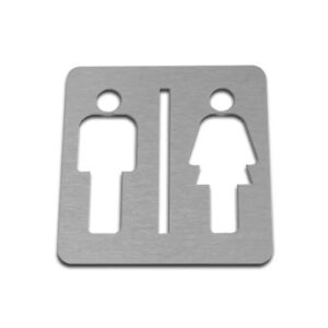 Indicador Baño Mujer Hombre Acero Inox 90x90 Mm