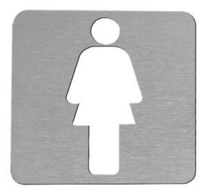 Indicador Señal Baño Mujer Acero Inox 90x90 Mm