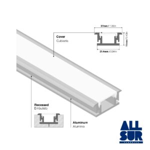 Perfil Para Led De Alumi. 21,4x11mm Para Embutir En Pis (1)