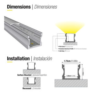 Perfil Con Led De Alum.17,3x14,5mm X 2mts - Fria (1)