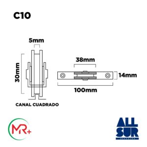 Rueda Puerta Ventana Corrediza Acero Canal Cuadrado 38mm (1)