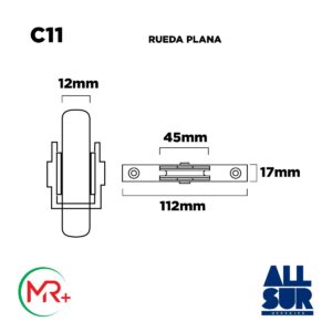 Rueda Plana Acero C/rul A 45mm (2)