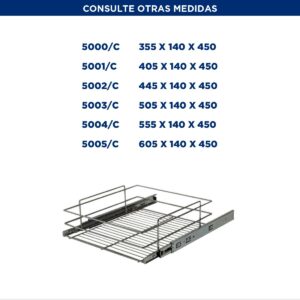 Canasto Cajon Con Guias Telescopicas 605 X 140 X 450 Cromo (2)