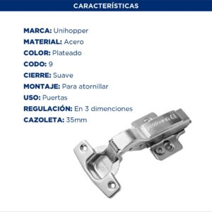 Bisagra 3d Codo 9 35mm Ajuste Cierre Suave (2)