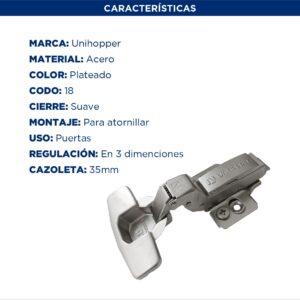 Bisagra 3d Codo 15 35mm Ajuste Cierre Suave (2)