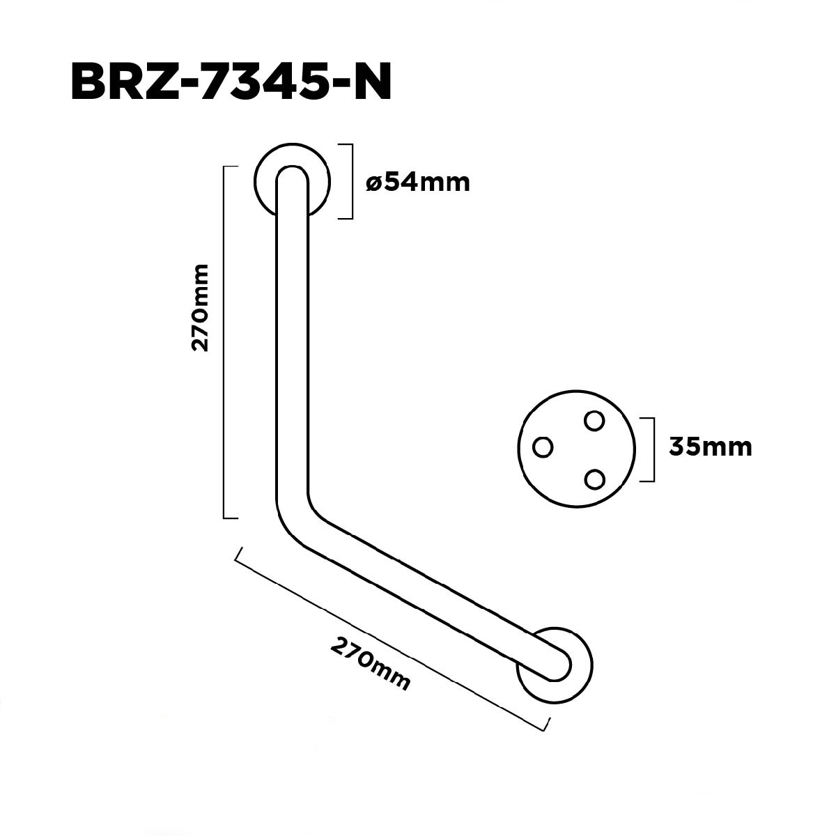 Barral De Sujecion 45° Acero Inoxidable Negro 25x450mm (1) Barral De Sujecion 45° Acero Inoxidable Negro 25x450mm (1)
