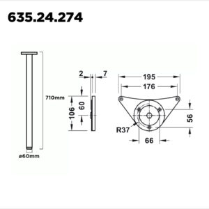 Pata Rondella Ø60 X 710 Mm Acero Cromo (635.24.273 V) (1)