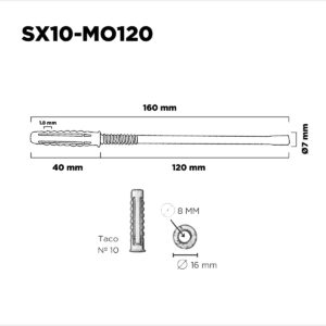 Mensula Invisible 120mm + Taco Sx10 50mm (1)