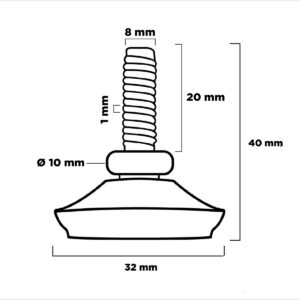 Regaton Patin Regulable 32mm Rosca 5/16 (1)