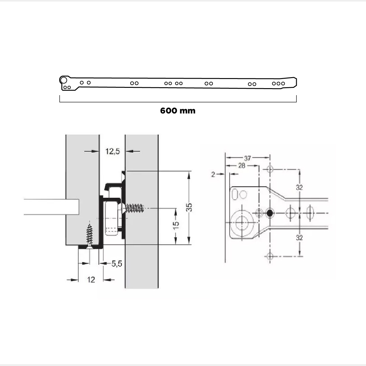 Correderas Eco Eurohard 600mm Blan (1) Correderas Eco Eurohard 600mm Blan (1)