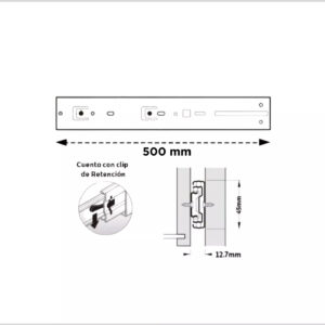 Corredera Telesc 45kg Cierre Suave 500mm Negro (1)