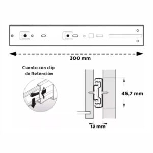 Correderas Telescopicas 30cm Push Open 45kg Galvanizado Hafele (1)