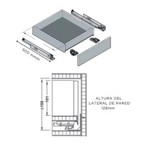 Laterales Con Guias Ocultas Matrix Box 12.8 X 50cm Antracita Hafele (1)