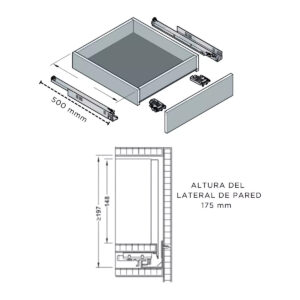 Laterales Con Guias Ocultas Matrix Box 17.5 X 50cm Antracita Hafele (1)