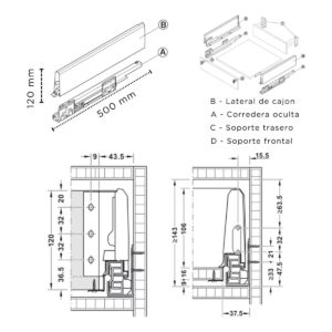 Laterales Con Guias Ocultas Matrix Box 12 X 50cm Gris Hafele (1)