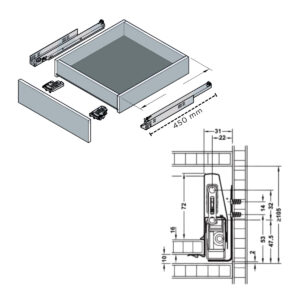 Laterales Con Guias Ocultas Matrix Box 45cm 50kg Gris Hafele (1)