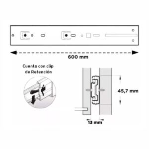 Correderas Telescopicas 60cm Push Open 45kg Galvanizado Hafele (1)