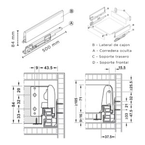 Laterales Con Guias Ocultas Matrix Box 8.4 X 50cm Antracita Hafele (1)