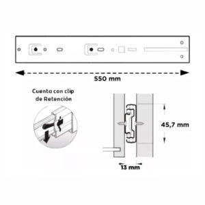 Correderas Telescopicas 55cm Push Open 45kg Galvanizado Hafele (1)