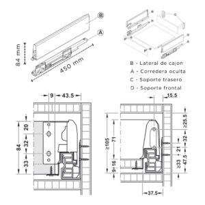Laterales Con Guias Ocultas Matrix Box 8.4 X 45cm Antracita Hafele (1)
