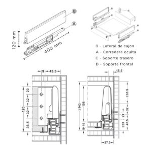 Laterales Con Guias Ocultas Matrix Box 12 X 40cm Antracita Hafele (1)