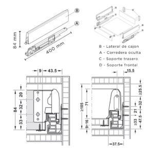 Laterales Con Guias Ocultas Matrix Box 8.4 X 40cm Antracita Hafele (1)