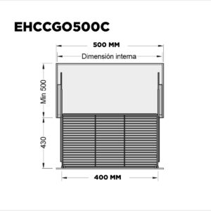 Canasto Bajo Mesada Frente Guia Oc 500mm Ac. Cr Eh (1)