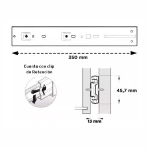 Correderas Telescopicas 35cm Push Open 45kg Galvanizado Hafele (1)