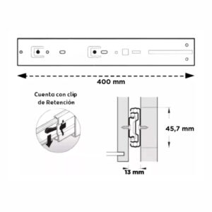 Correderas Telescopicas 40cm Push Open Gavanizado Hafele (1)